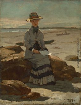 Junge Dame, die auf dem Strand Junge Dame, die auf dem Strand