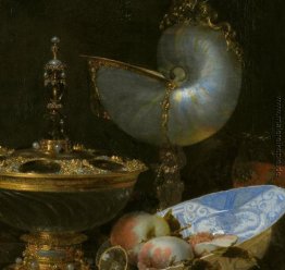 Stillleben mit Holbein Schüssel, Nautilus Cup, Glaskelch und Obs Stillleben mit Holbein Schüssel, Nautilus Cup, Glaskelch und Obs