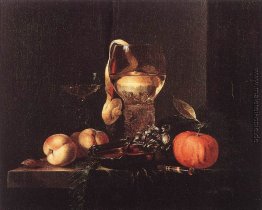 Stillleben mit Silber Schüssel, Brille, und Obst Stillleben mit Silber Schüssel, Brille, und Obst