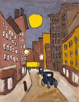 Harlem-Straßen-Szene mit Vollmond Harlem-Straßen-Szene mit Vollmond