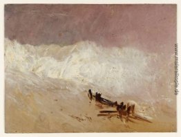 Shore-Szene mit Wellen und Wellenbrecher Shore-Szene mit Wellen und Wellenbrecher